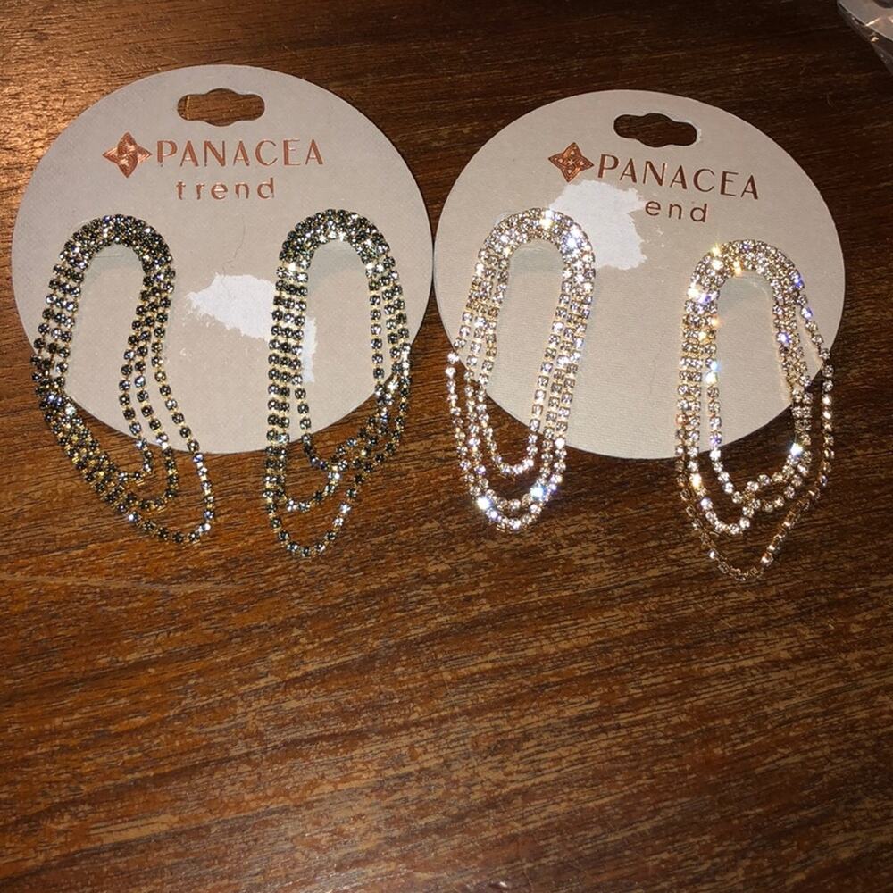 Panacea 2x Glam Prom Homecoming New Years Eve Pave Baubles Chandelier Earrings